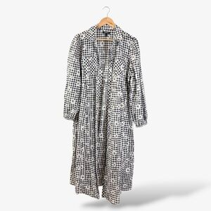 Torrid Black White Gingham Daisy Kimono Size 1X Cardigan Duster Plaid Floral